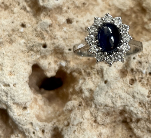 Saphir-Brillanten Ring 585 WG